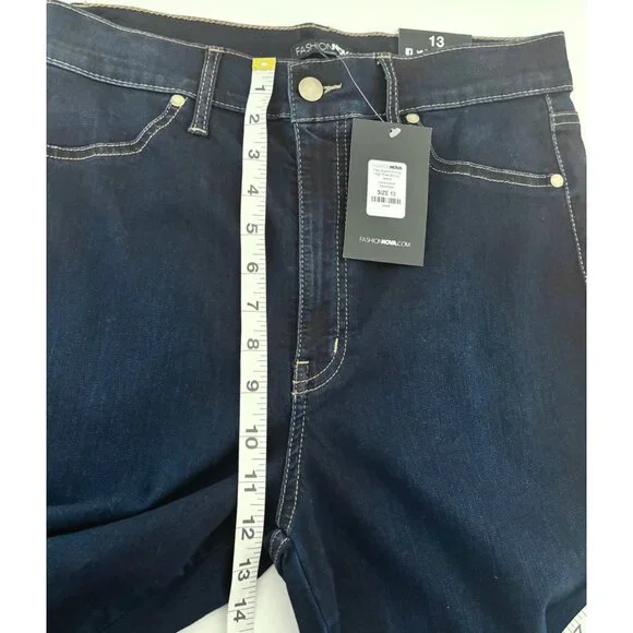 NWT Fashion Nova Jeans 13 Skinny Dark Wash High Waisted Streetwear Minimalist - Picture 8 of 14